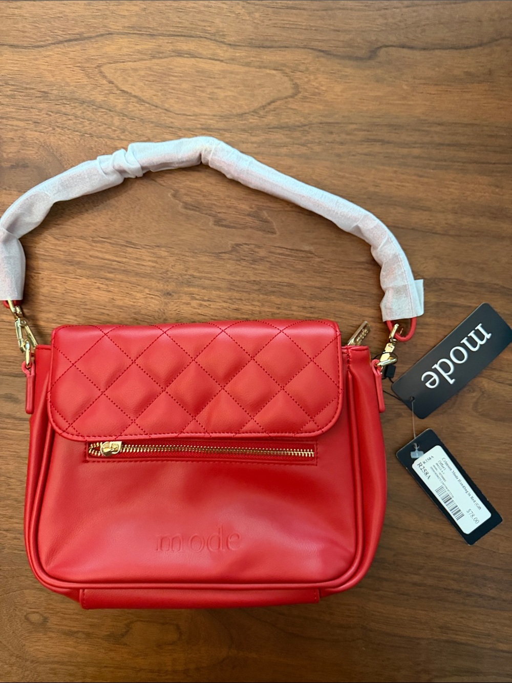 Mode Quilted Red Crossbody Bag with Choice of Straps